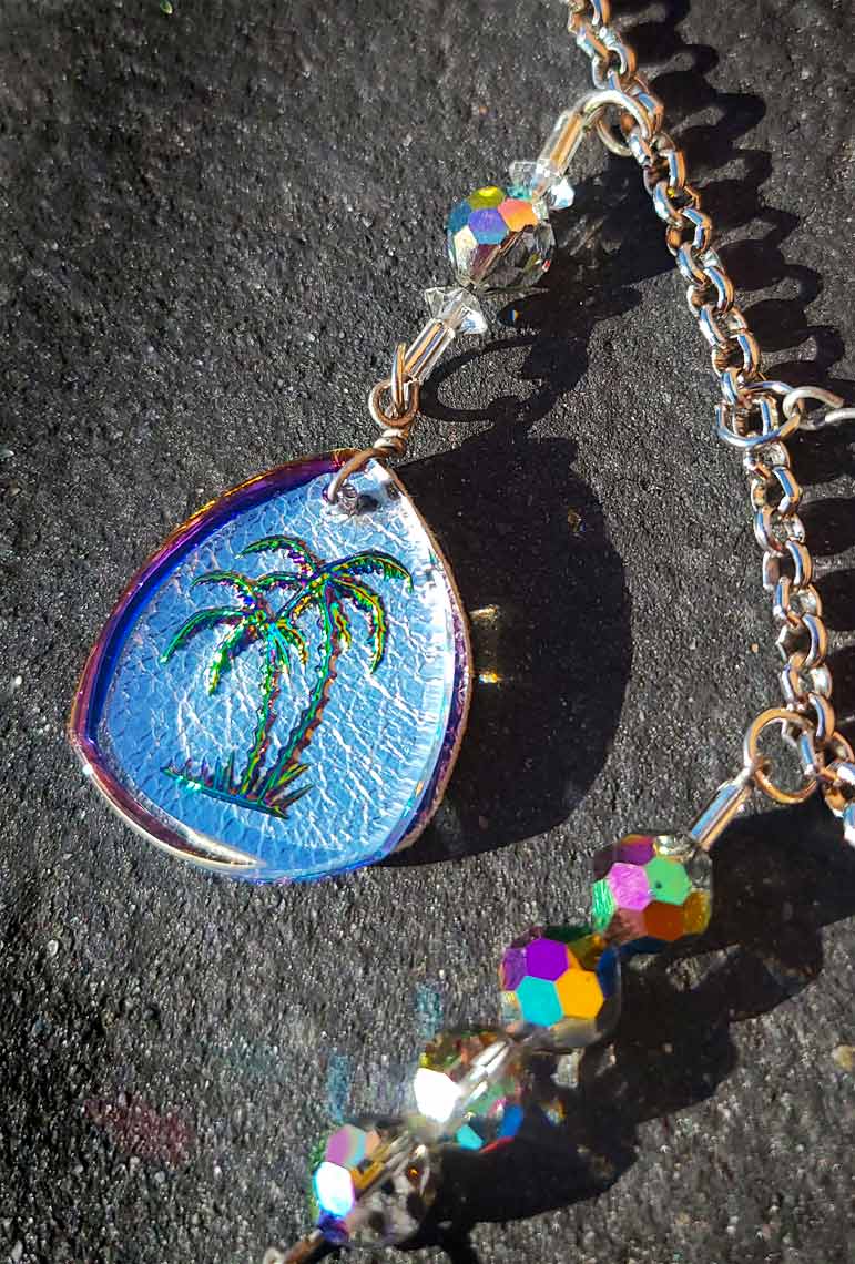 Charla Purse Charm with Abalone and Rose Quartz
