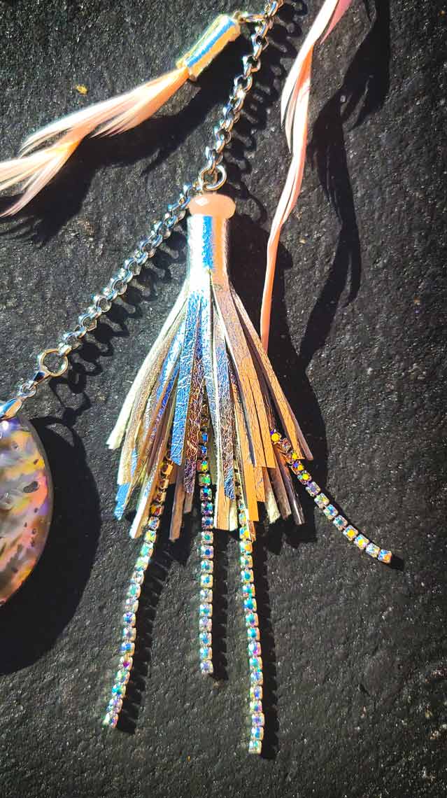 Charla Purse Charm with Abalone and Rose Quartz