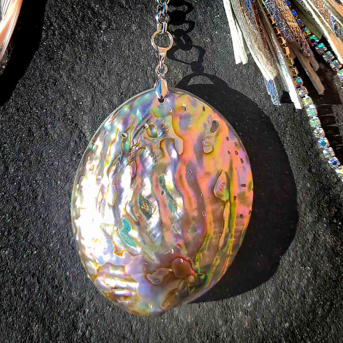 Charla Purse Charm with Abalone and Rose Quartz