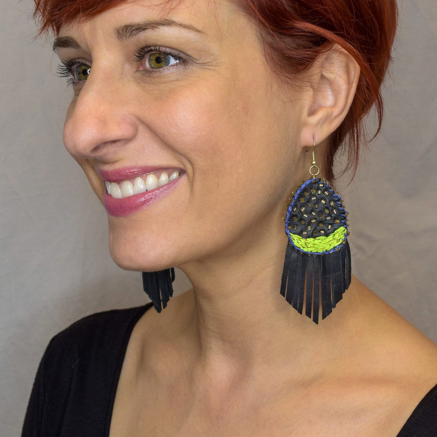 Half Moon Leather Earrings