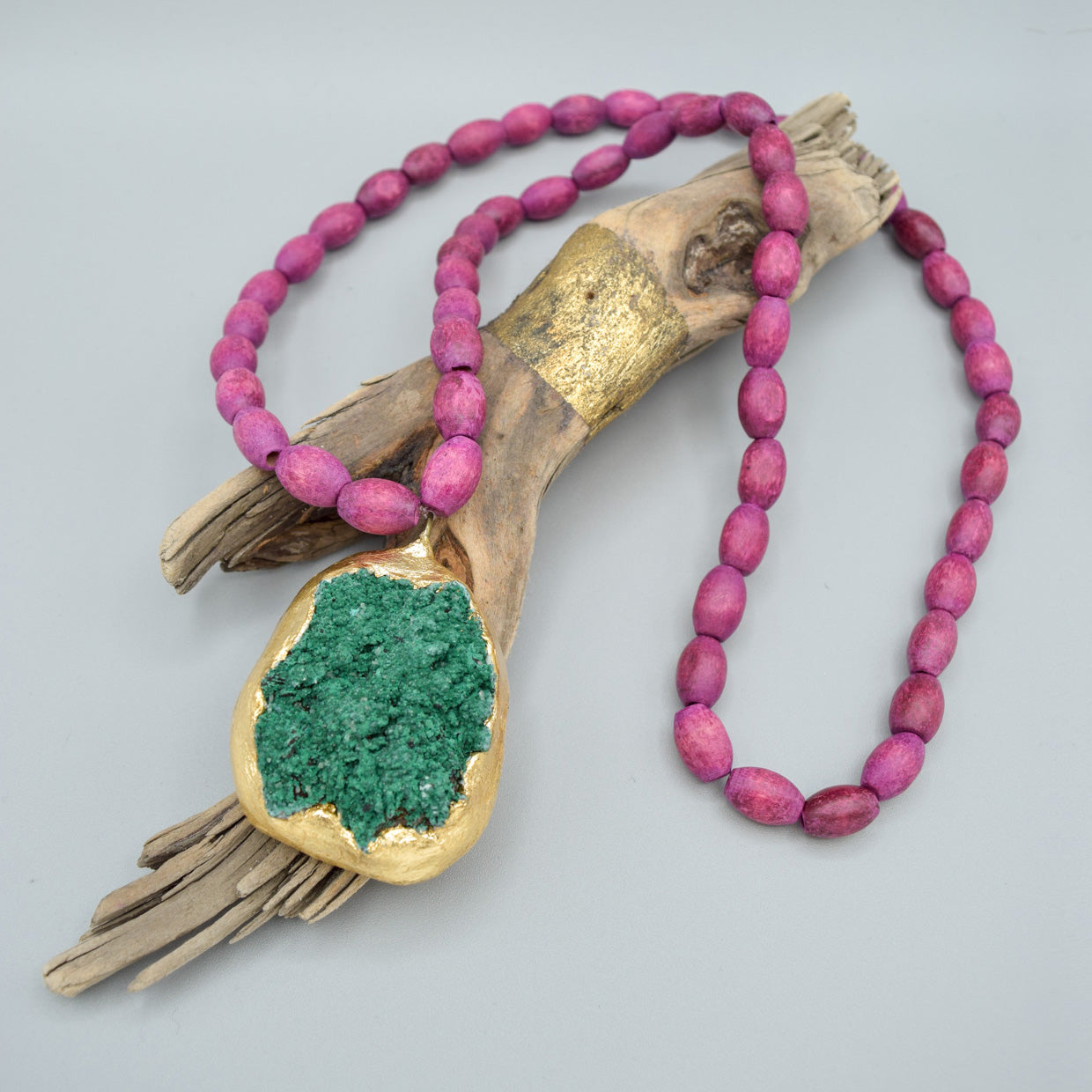 Raw Malachite Gold Alchemy Necklace