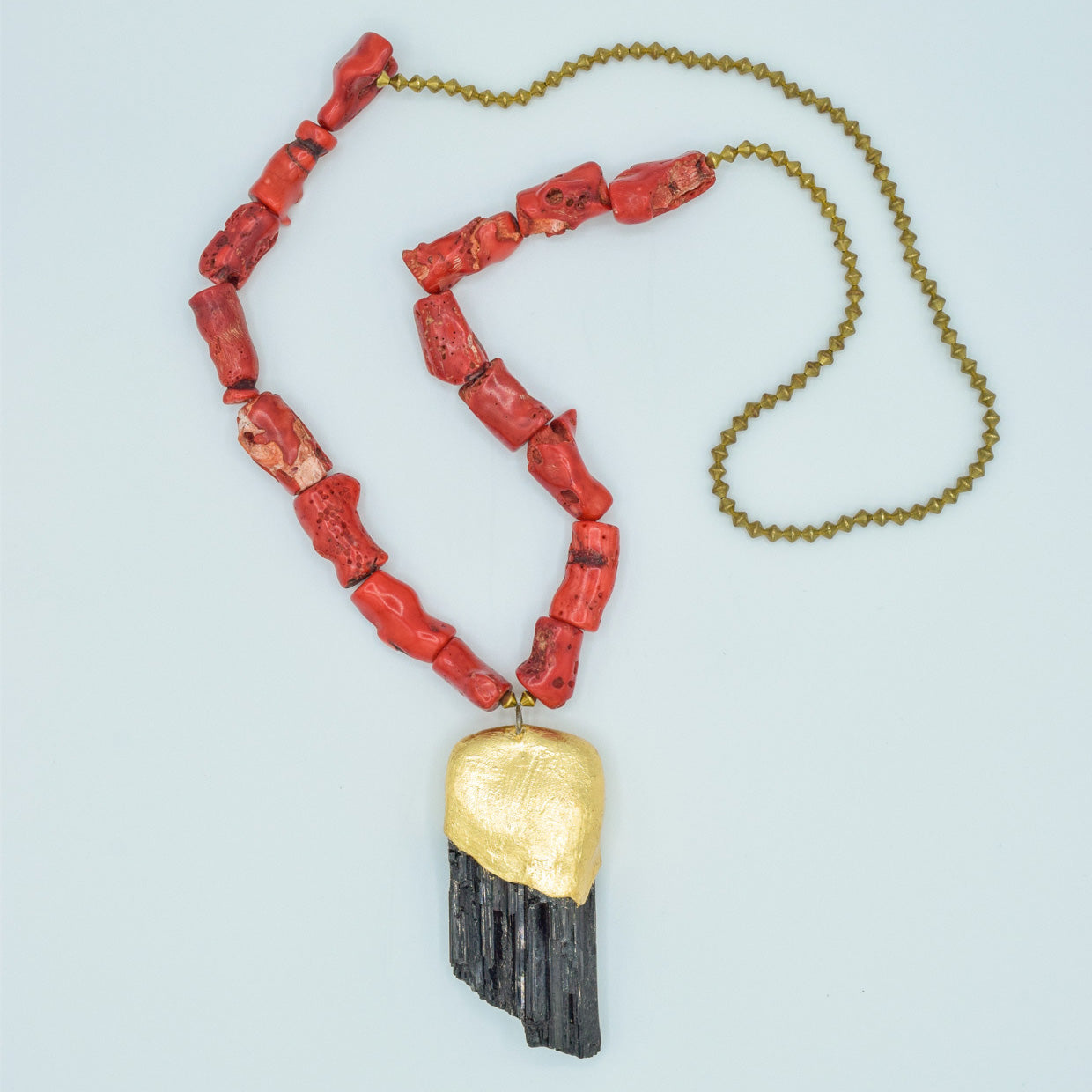 Raw Tourmaline Coral Necklace
