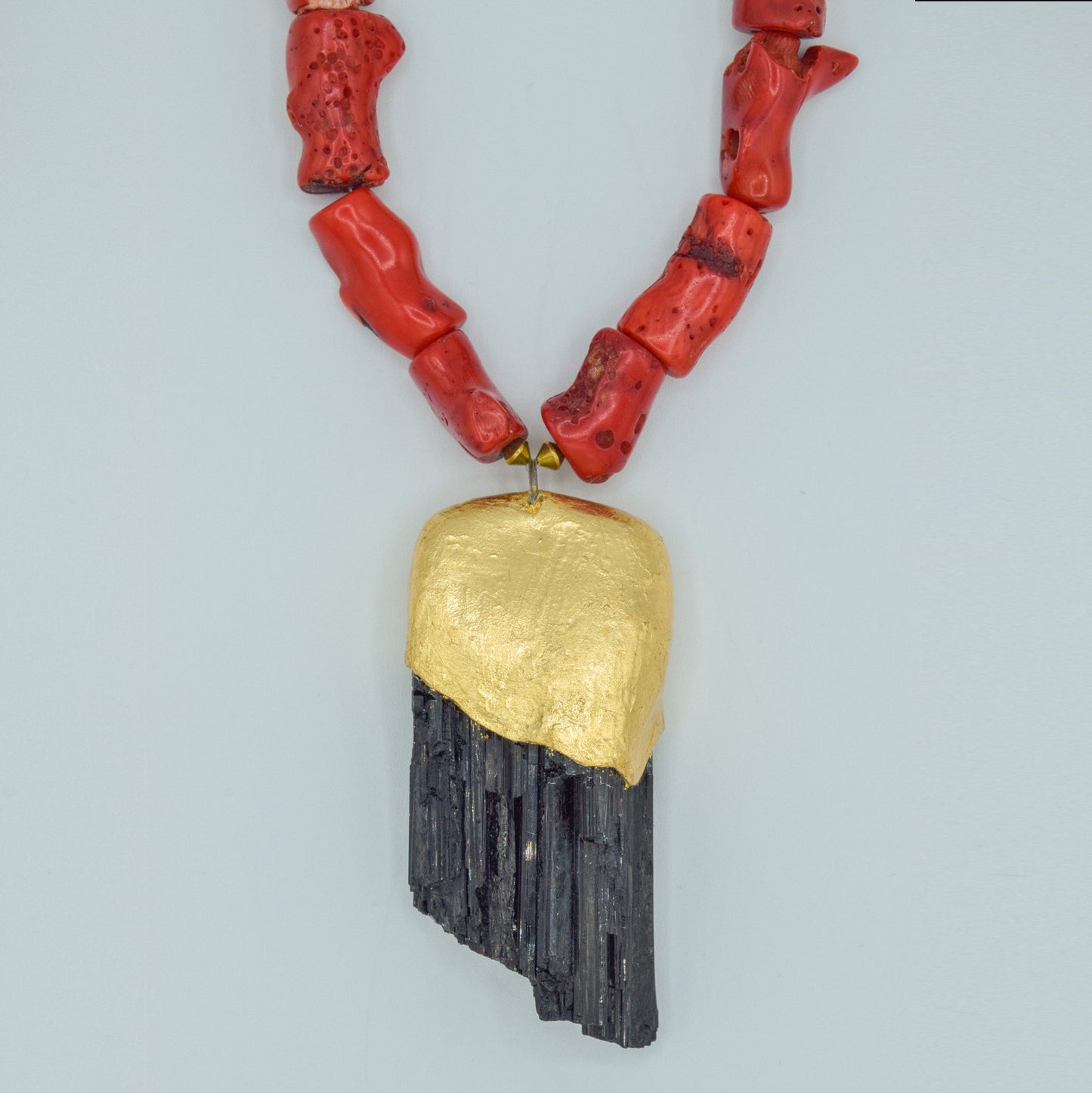 Raw Tourmaline Coral Necklace