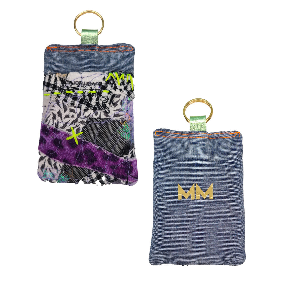 KeyChain Scrap Fabric Wallet - PURPLE