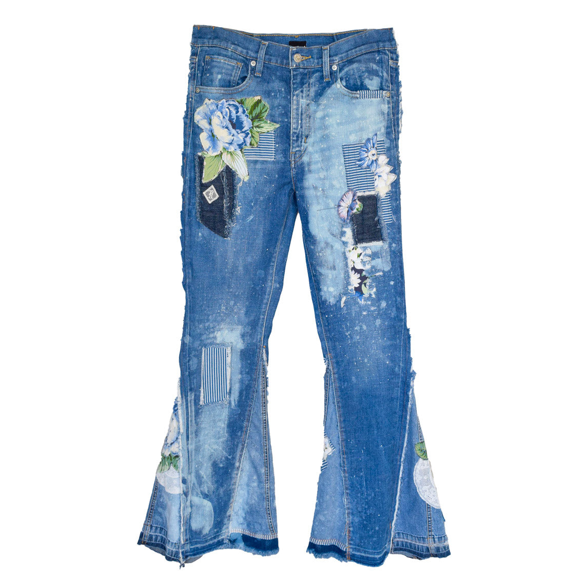 Cerulean Patchwork Denim Jeans