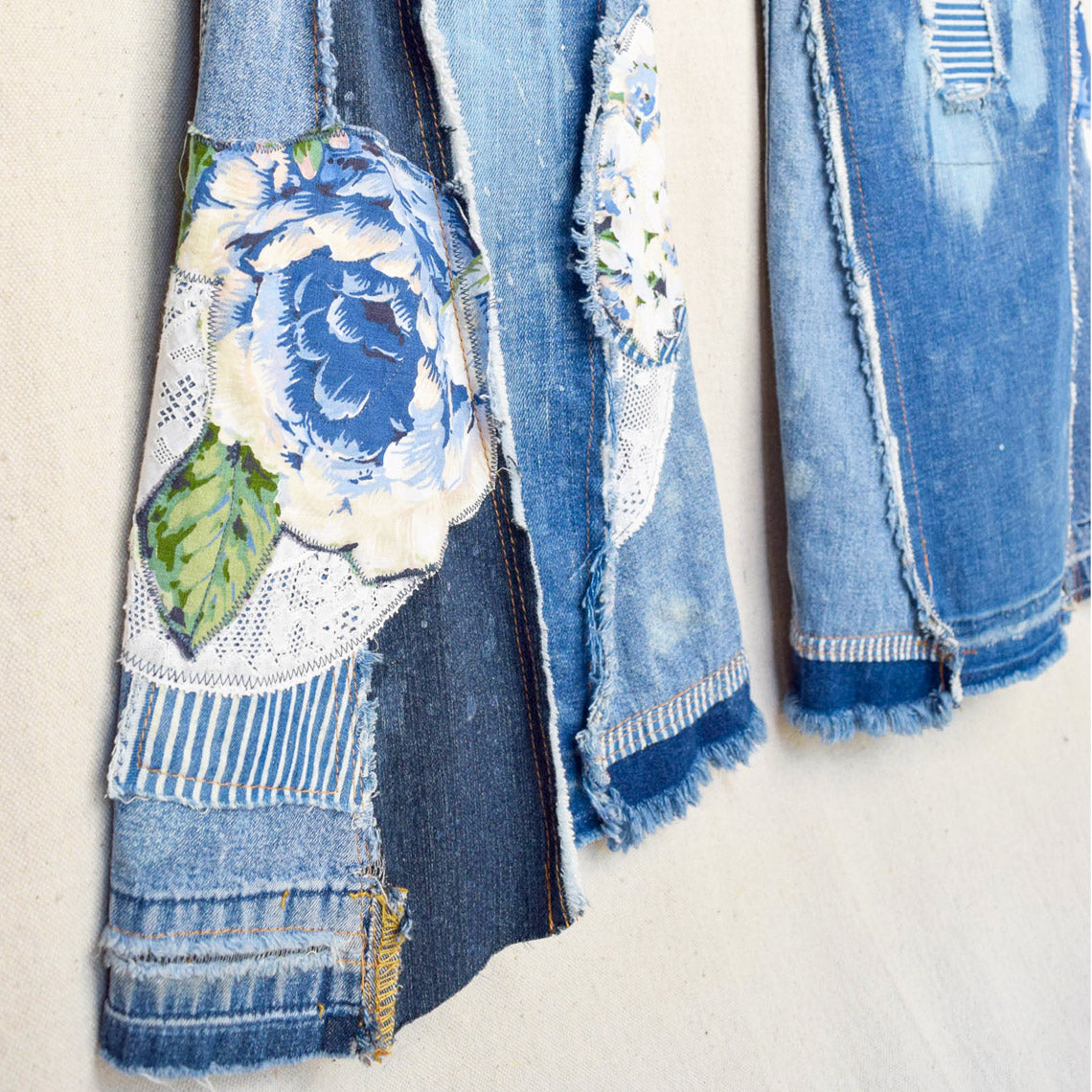 Cerulean Patchwork Denim Jeans