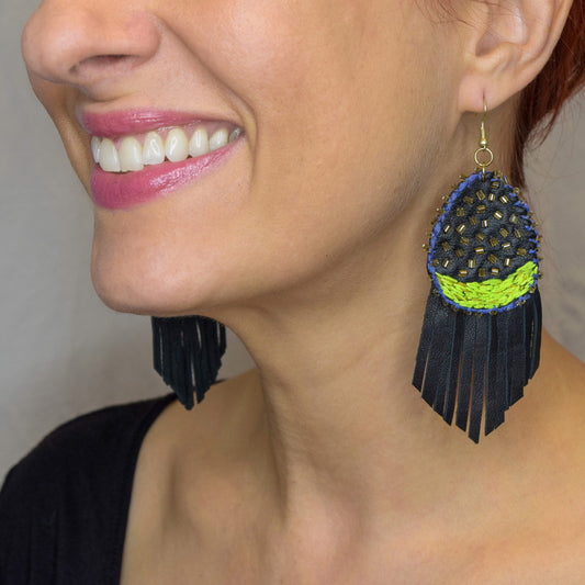 Half Moon Leather Earrings