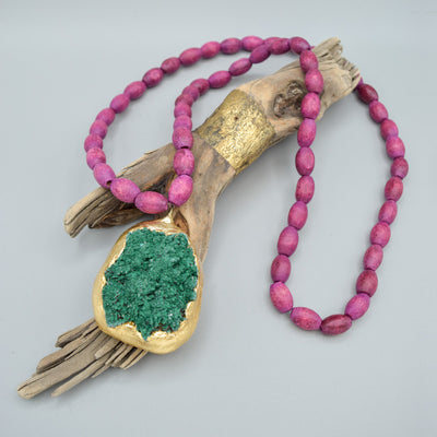 Raw Malachite Gold Alchemy Necklace