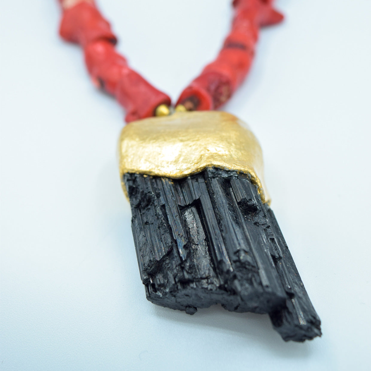 Raw Tourmaline Coral Necklace